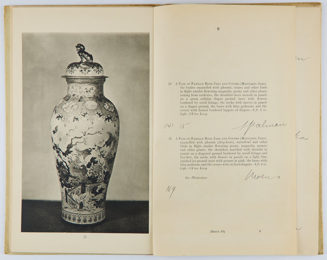 Catalogue of Fine Chinese Enamelled Porcelain : the Property of J. G. Morrison, Esq. of Fonthill House, Tisbury, Wilts ; and Chinese Porcelain, Objects of Art and French Furniture : the Property of Henry James Laird, Esq: Thursday, March 19, 1936