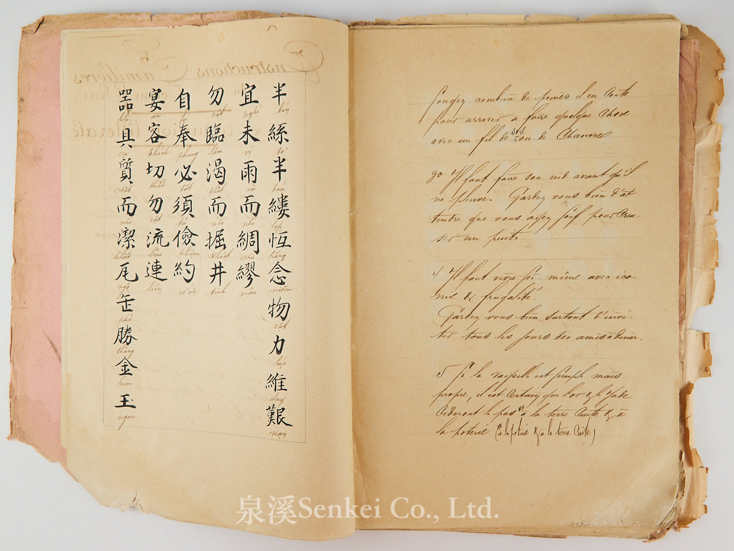 Ca. 1880 Manuscript of Les Instructions Familières du Dr. Tchou Pô-lou by Camille Imbault-Huart | Includes an Additional Chinese-French Vocabulary Manuscript