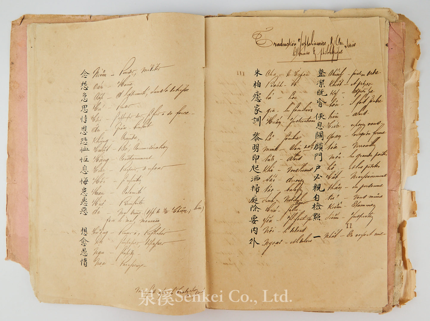 Ca. 1880 Manuscript of Les Instructions Familières du Dr. Tchou Pô-lou by Camille Imbault-Huart | Includes an Additional Chinese-French Vocabulary Manuscript