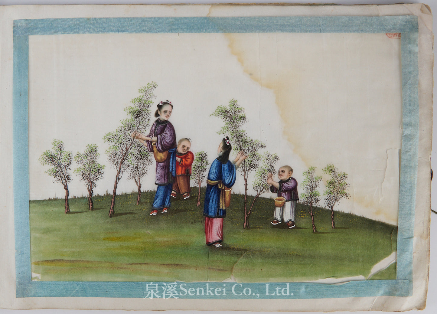 19th Century Canton Export Album – Twelve Rice Paper Paintings of Tea Production, Chinese School