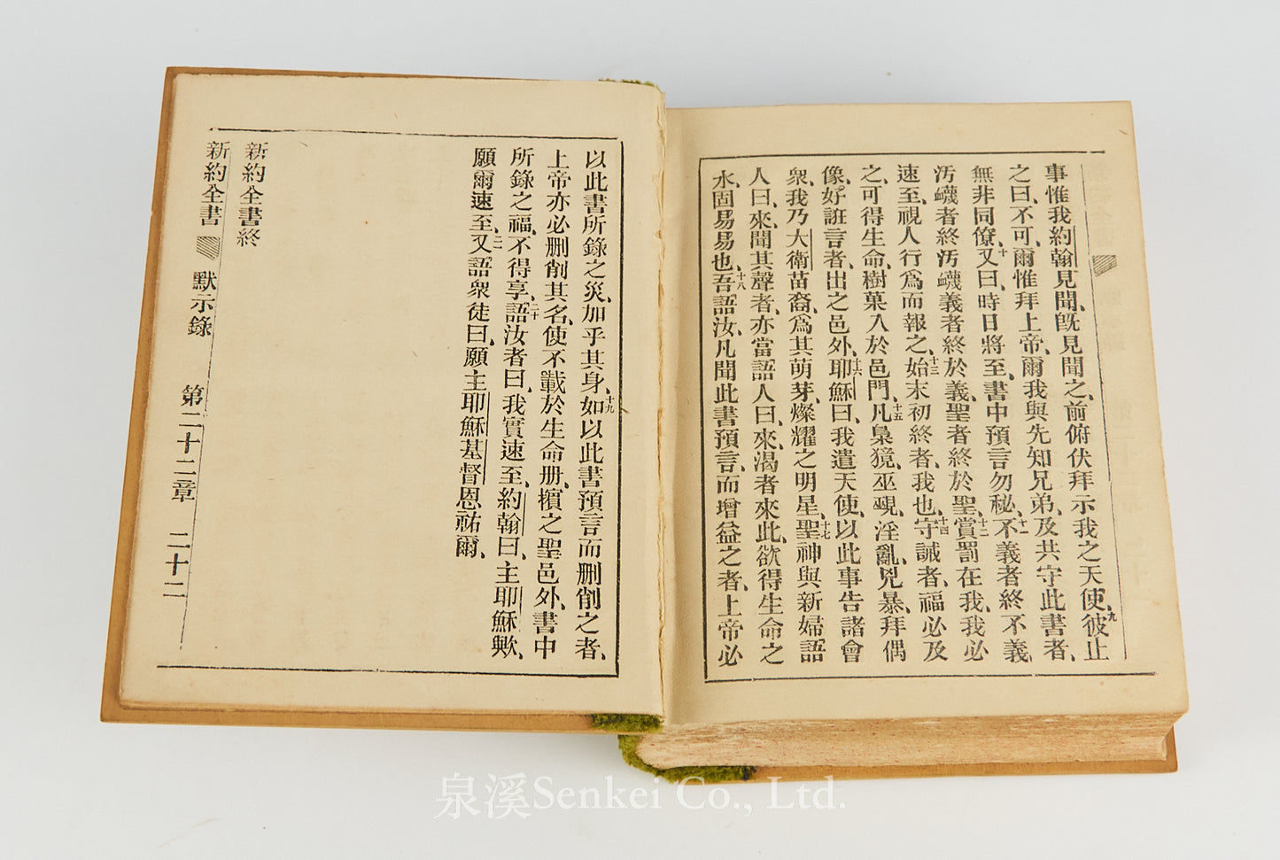 1896 Chinese New Testament in Western Style with Yellow Velvet Spine, Carved Wooden Boards, and Matching Carved Wooden Box | Delegates' Version