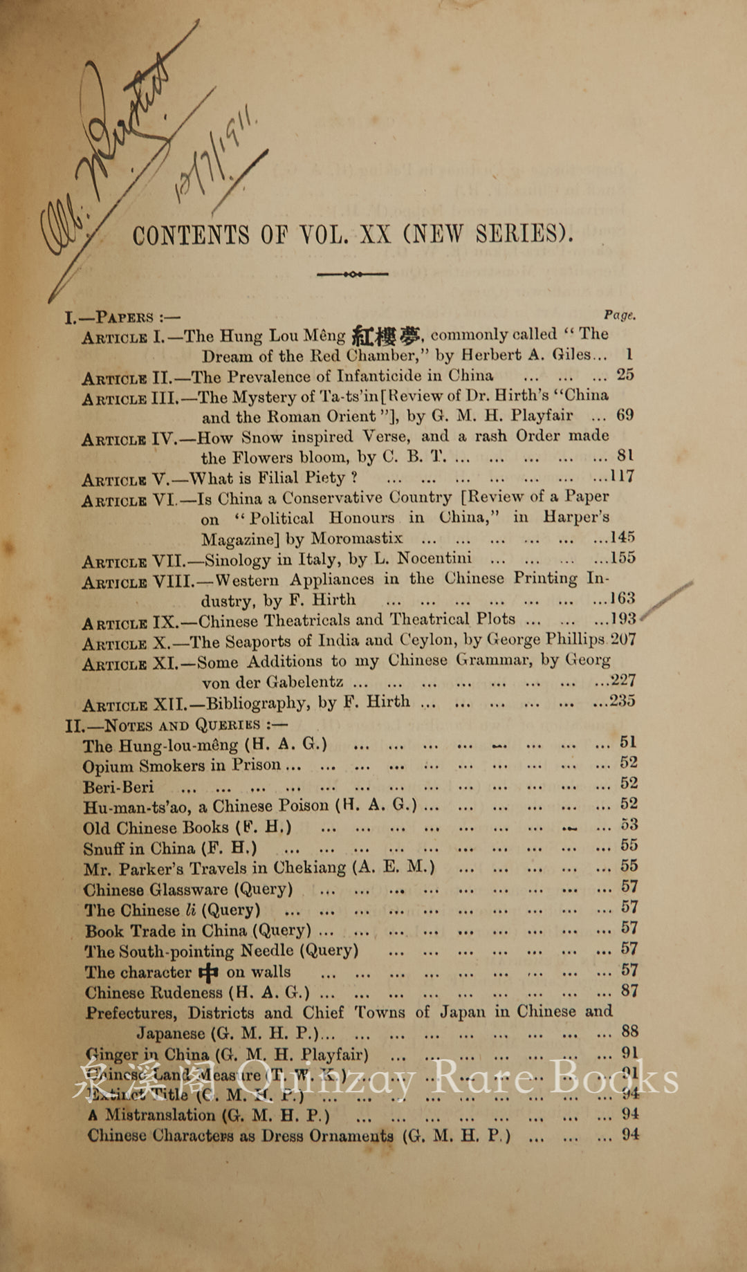 Journal of the China Branch of the Royal Asiatic Society, 1885 (New Series, Vol. XX) – Featuring Herbert A. Giles's Translation of Dream of the Red Chamber