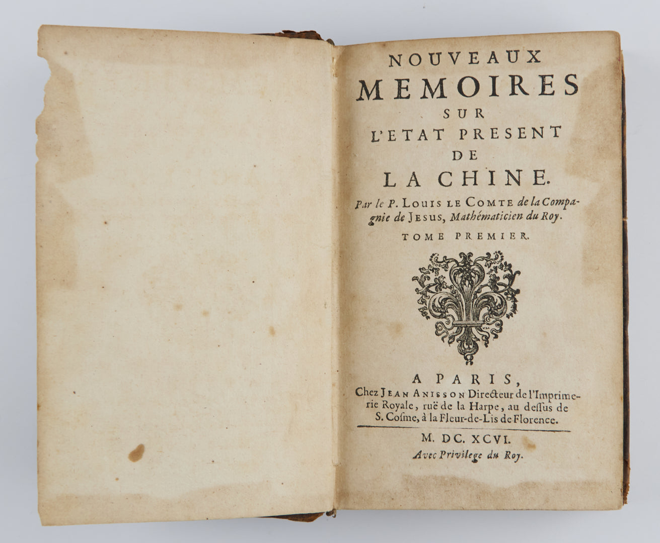 1696 Nouveaux mémoires sur l'état présent de la Chine 2 volumes