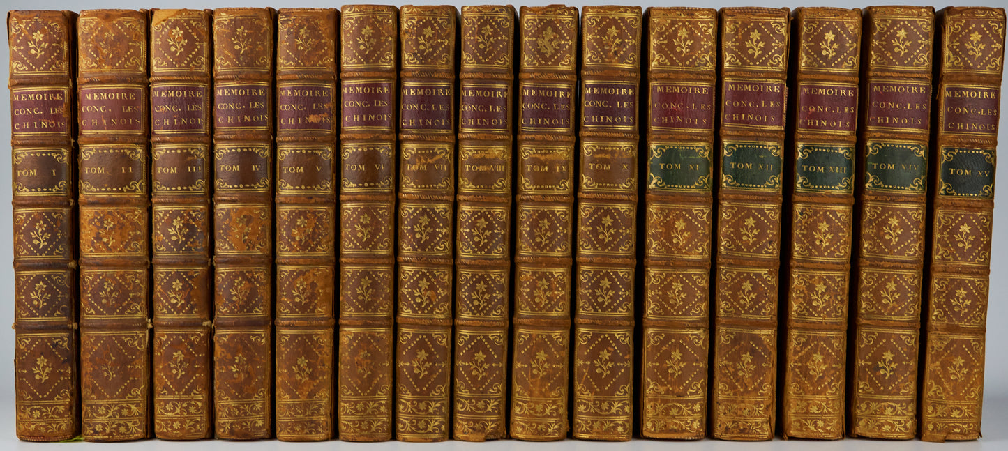 1776-1791 Memoires concernant l'histoire, les sciences, les arts, les moeurs, les usages, &c. des chinois (15 volume set)