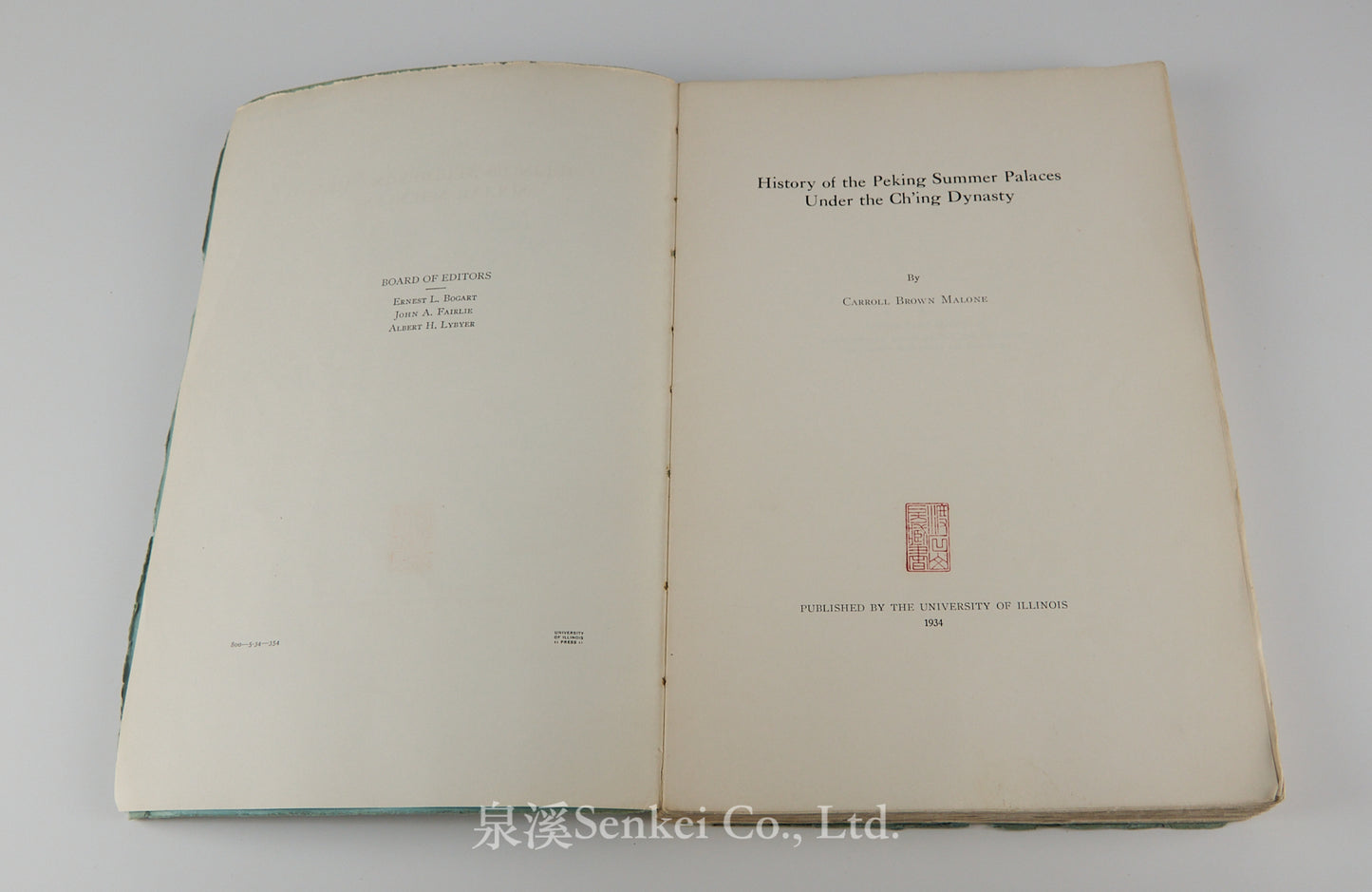 History of the Peking Summer Palaces under the Ch'ing Dynasty, 1934