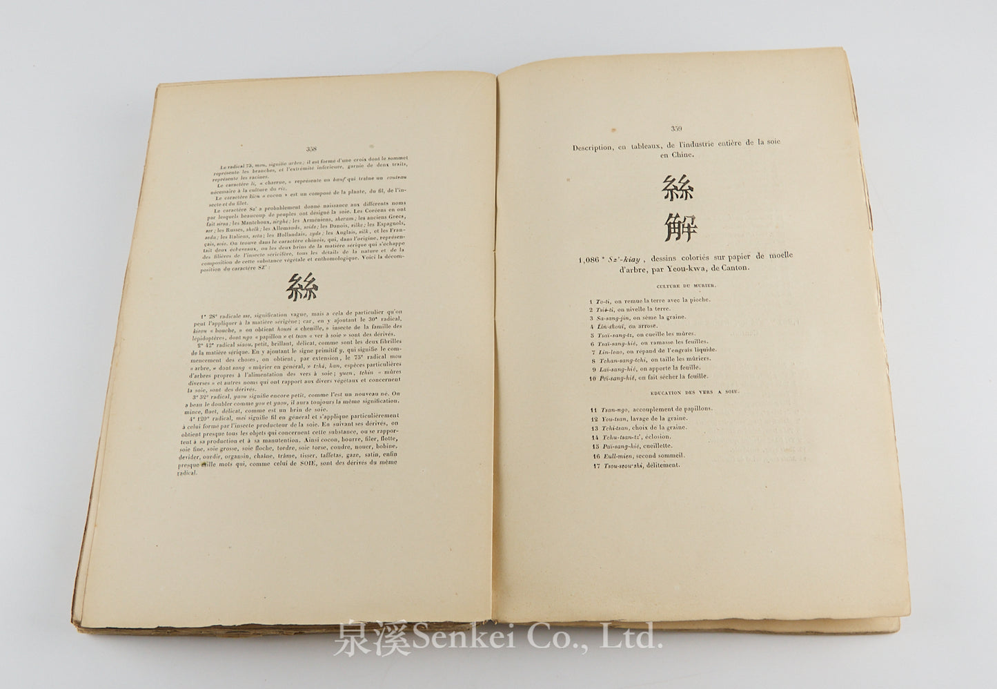 萬物解 Description Méthodique des Produits Divers recueillis dans un Voyage en Chine par Isidore Hedde de 1843 à 1846. With a large folding plan of Kou-Sou (Suzhou) and an exceptional silk plate on natural silk