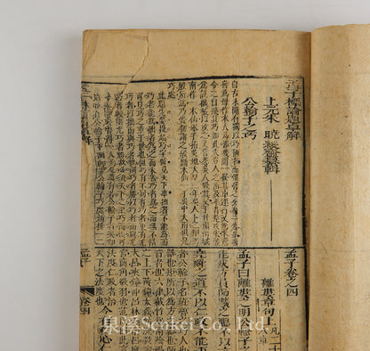 【兩截版】孟子｜孟子標論題卓解 Mencius (Mengzi) — Two-Tier Edition with French Annotations, ca. 18th century | A rare specimen of a Chinese two-tier woodblock edition