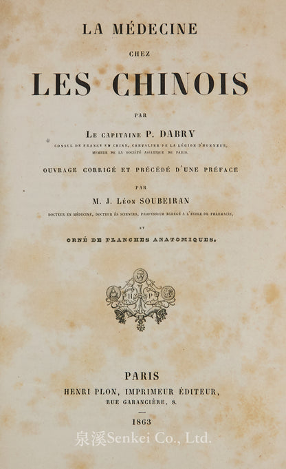 La Medicine Chez Les Chinois, 1863