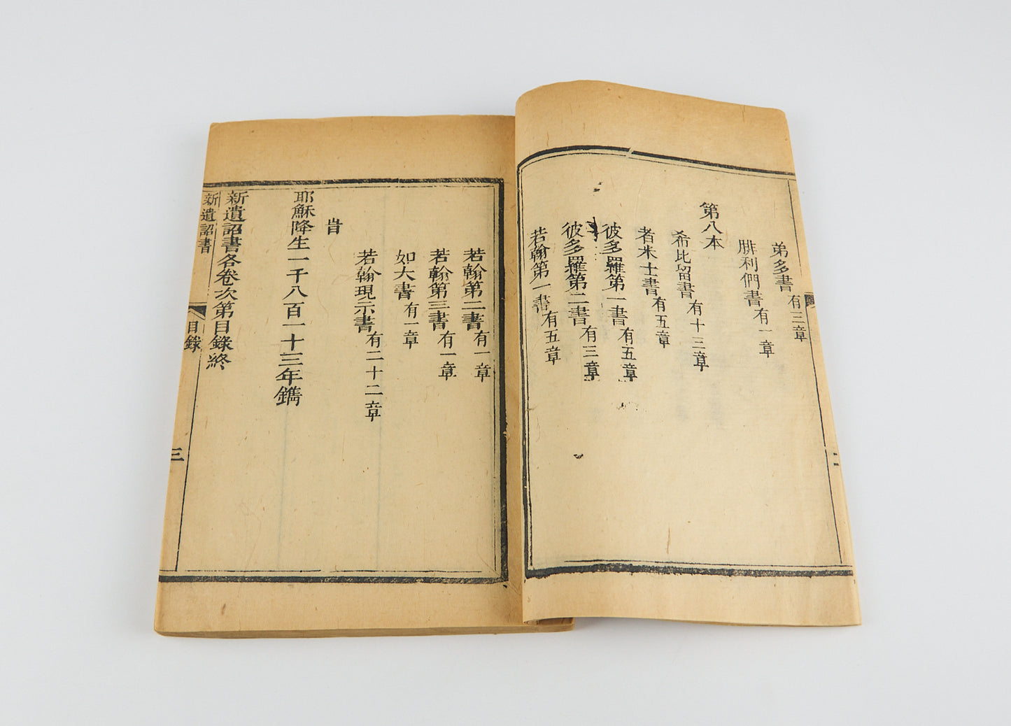 耶穌基利士督我主救者新遺詔書 [New Testament in High Wenli Chinese]. Translated by Robert Morrison (馬禮遜). Canton, ca. 1815. 8 vols.